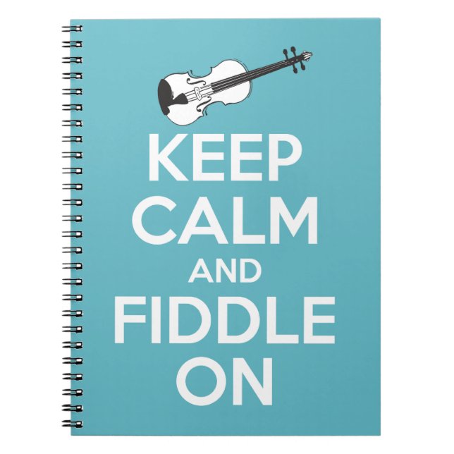 Carnet Gardez le calme et le violon sur le bleu (Devant)