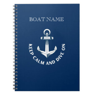 Carnet Gardez votre calme et plongez, ancre bleu marine