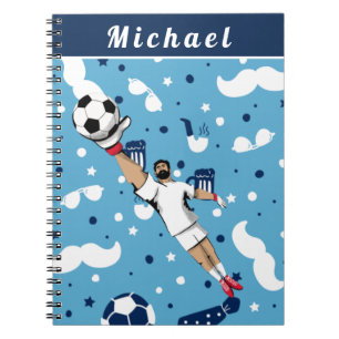 Carnet Gardien de but de football bleu Nom de l'enfant du