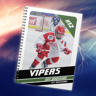 Carnet Gardien de hockey Cadeau sur fond vert blanc vigou