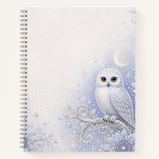 Carnet Gardienne de la Nuit d'Hiver – Douce Chouette Blan (Devant)
