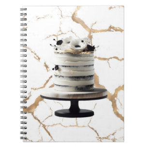 Carnet Gâteau à étages floral or et blanc pour douche de