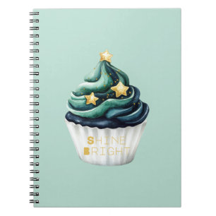 Carnet Gâteau brillant aux étoiles vert bleu or