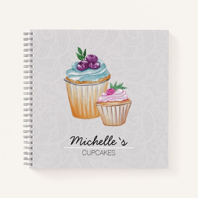 Carnet Gâteaux et fruits motif aquarelle (Devant)