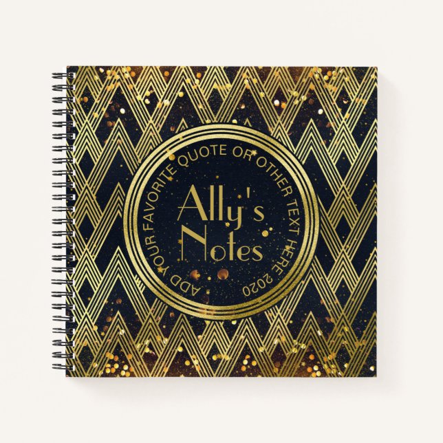 Carnet Gatsby Glamor Art Déco Motif géométrique Monogramm (Devant)