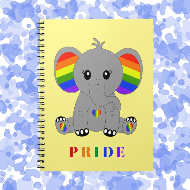 Carnet GAY PRIDE LGBTQ - éléphant mignon avec drapeau arc (Créateur téléchargé)
