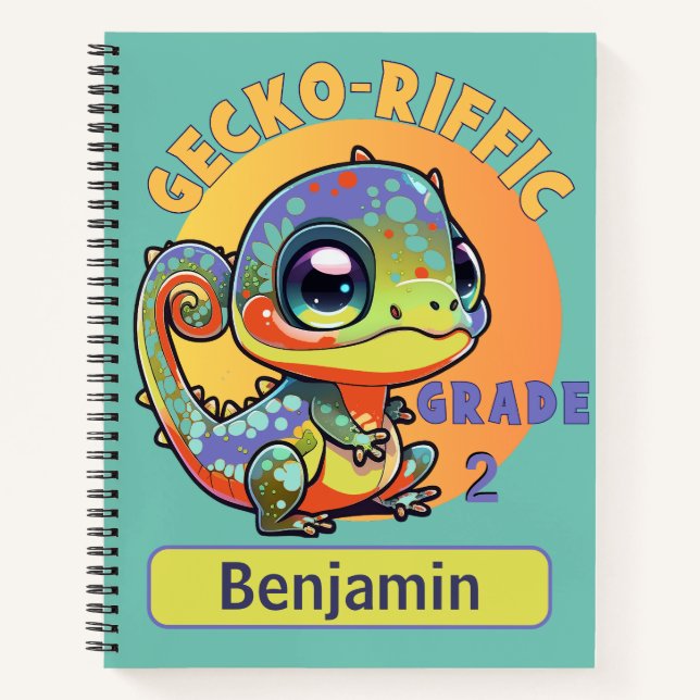 Carnet Gecko Nom de grade personnalisé Alphabet Numéro Jo (Devant)