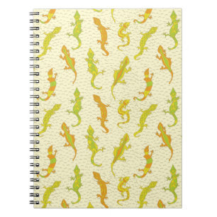 Carnet Geckos d'escalade de roche sur fond jaune - motif