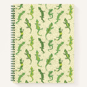 Carnet Geckos d'escalade sur fond jaune - motif transpare