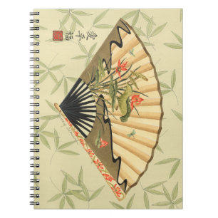 Carnet Geisha Fan avec Feuille et Floral Print