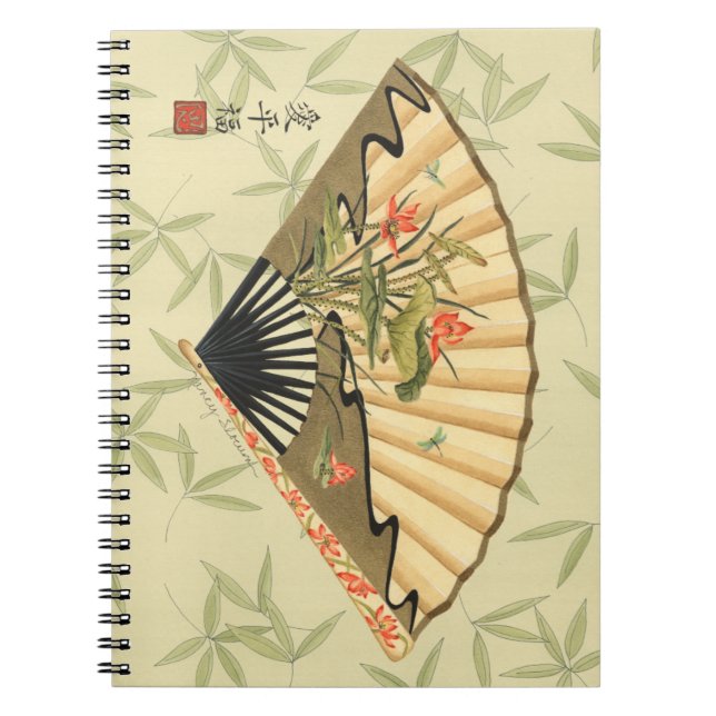 Carnet Geisha Fan avec Feuille et Floral Print (Devant)
