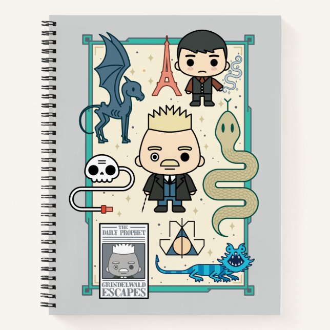 Carnet GELLERT GRINDELWALD™ et dessin sur os (Devant)