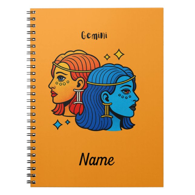 Carnet Gémeaux Signe du Zodiaque Pop Art - Jumeaux Célest (Devant)