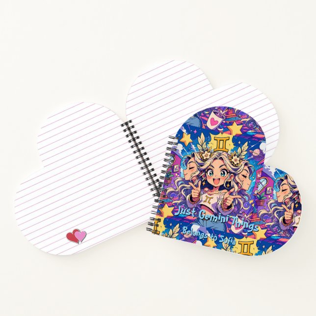 Carnet Gemini Zodiac Anime Girl Heart Notebook (Intérieur)