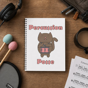 Carnet Gentil Chat Drummer Drôle Possé Percussion