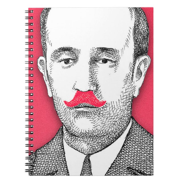 Carnet Gentleman vintage Avec Moustache rose drôle (Devant)