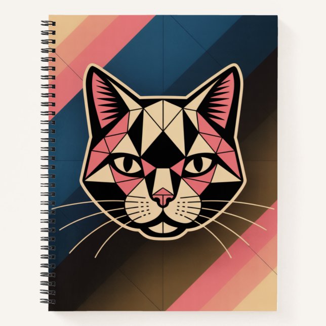 Carnet "Geometric Cat  | Retro Modern Polygonal Cat art  (Devant)