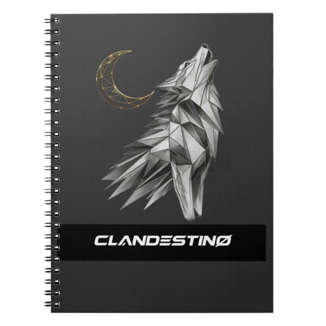 Carnet Geometric Wolf Moon Notebook – Black Gold Luxury J (Devant)