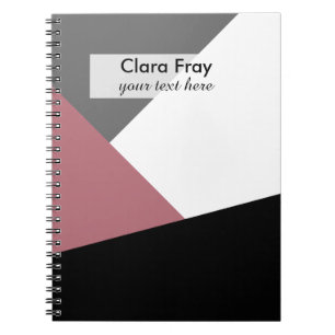Carnet geometrics rose, noir, gris poussiéreux clair