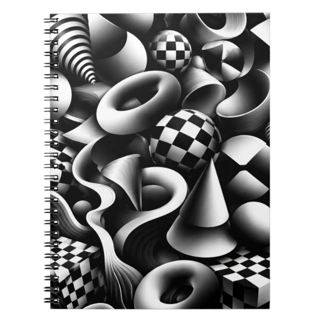 Carnet Géométrie monochrome hypnotique – Illusion optique (Devant)