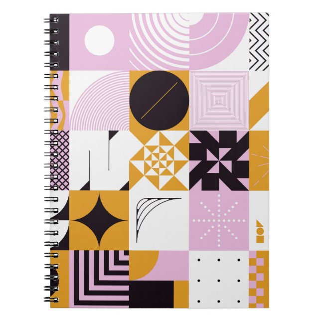 Carnet Géométrie Scandinave : Oeuvre Artisanale Dessinée  (Devant)
