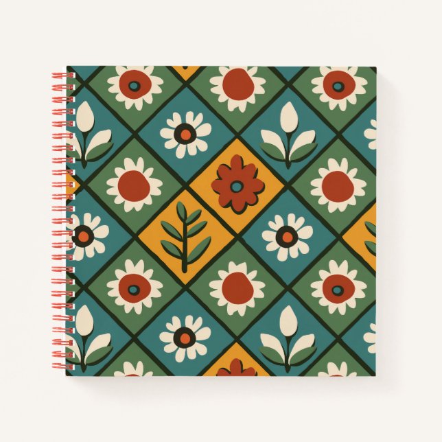 Carnet géométrique à motifs floraux (Devant)