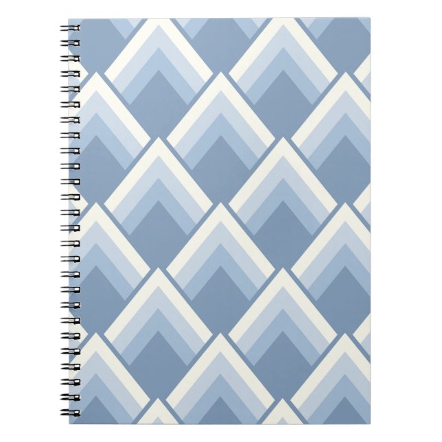 Carnet Géométrique Abstraite, bleu et blanc cassé 2 bloc- (Devant)