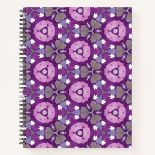 Carnet géométrique floral - violet et rose