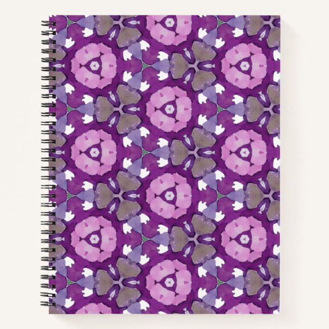 Carnet géométrique floral - violet et rose (Devant)