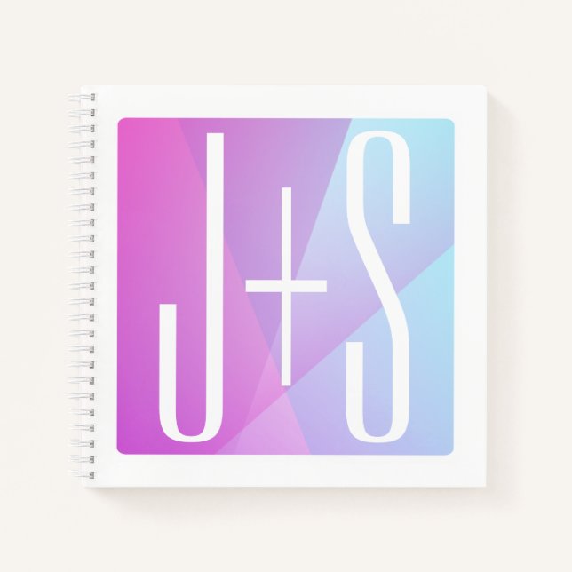 Carnet Géométrique Rose & Violet | Initiales de Couple (Devant)