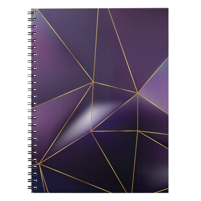 Carnet géométrique violette Abstraite avec lignes dorées (Devant)