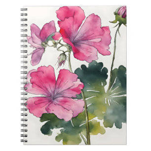 Carnet Géranium - Fleurs aquarelle