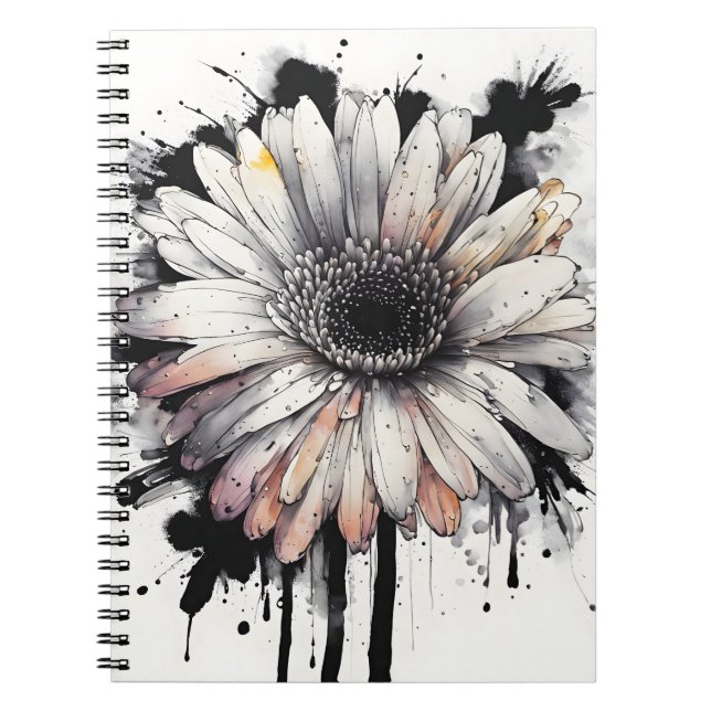 Carnet Gerbera marguerite - Fleurs aquarelle (Devant)
