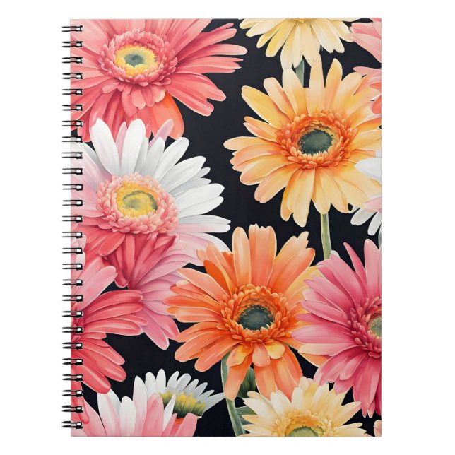 Carnet Gerbera marguerite - Fleurs aquarelle (Devant)