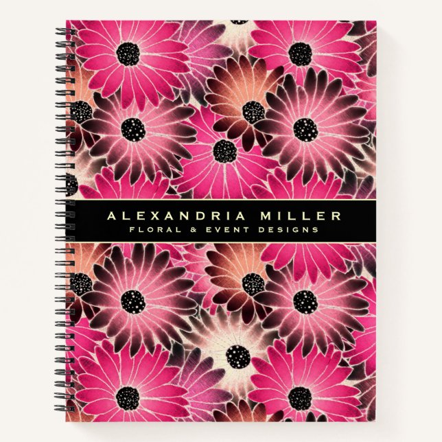 Carnet Gerbera rose moderne marguerite florale | Personna (Devant)