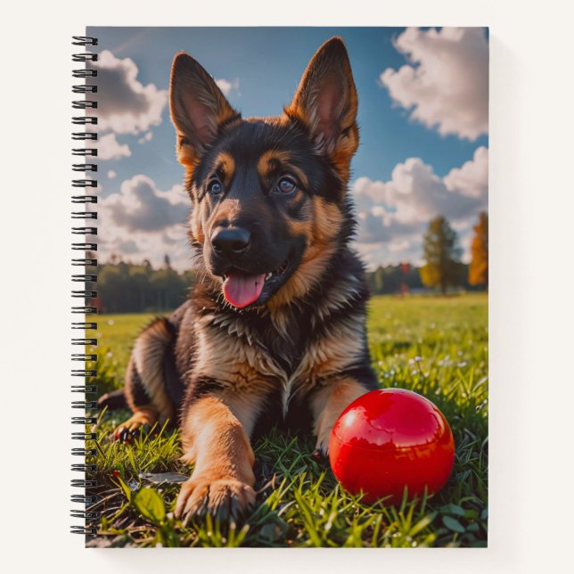 Carnet German Shepherd Puppy with a Toy (Devant)