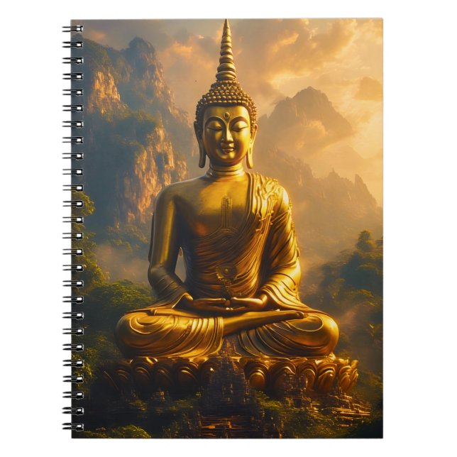 Carnet Gilded Seated Buddha Under a Sunset Sky (Devant)