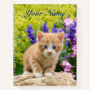Carnet Gingembre Fluffy Cute Baby Chat Fleurs de chaton -