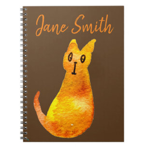 Carnet Ginger cat mignon aquarelle illustration art