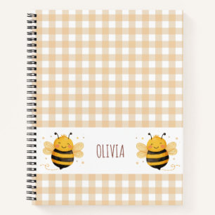 Carnet Gingham "Bee Happy" Bourdon Rondouflot 