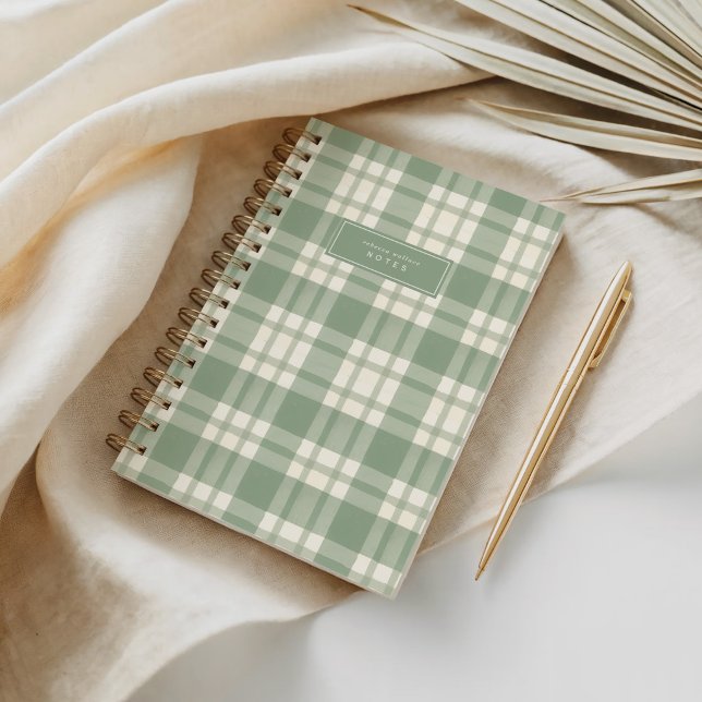 Carnet Gingham carreauté vert aquarelle organique (Créateur téléchargé)