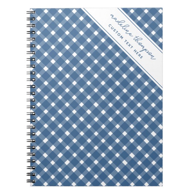 Carnet Gingham de base bleu marine clair Spirale (Devant)