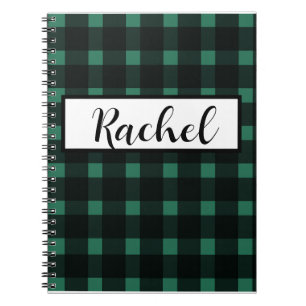 Carnet Gingham Noir Vert Rustique