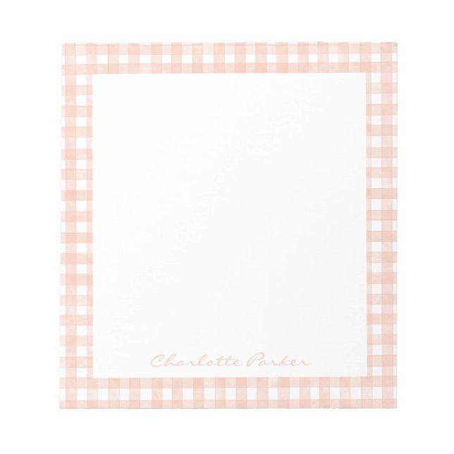 Carnet Gingham Nom Personnalisé (Devant)