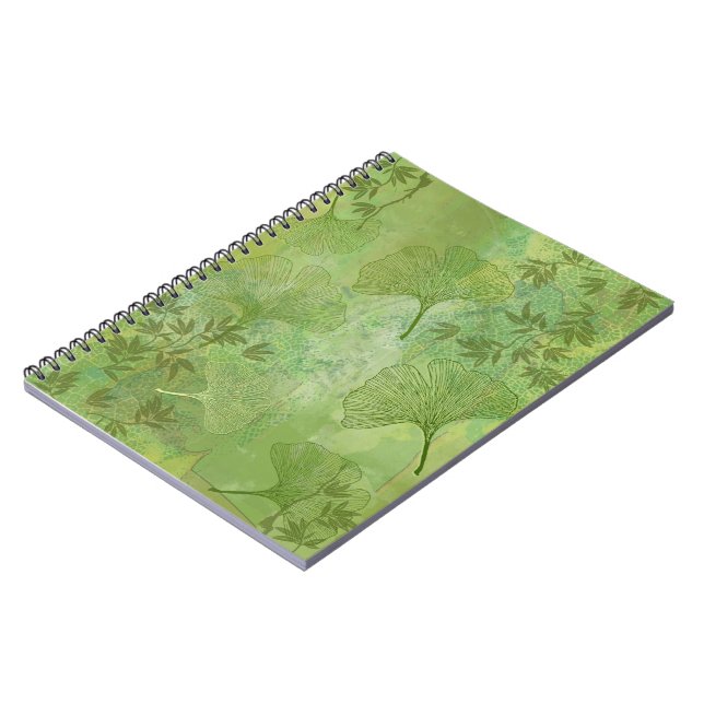 Carnet Ginkgo Feuille Foliage Vert Couleurs Arrière - pla (Côté gauche)
