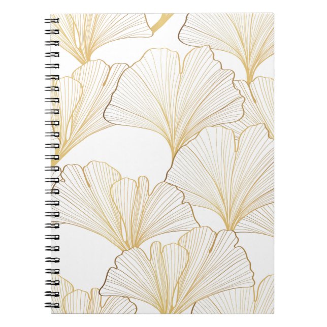 Carnet Ginkgo Gold : Arrangement de feuille luxueux (Devant)