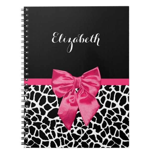 Carnet Girafe à l'impression arc rose chaud Nom (Devant)