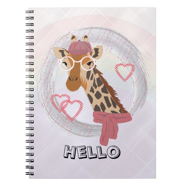 Carnet Girafe aux lunettes et béret rouge (Devant)