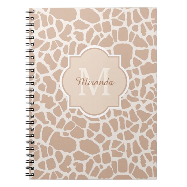 Carnet Girafe Brown classique Imprimer le monogramme et l (Devant)