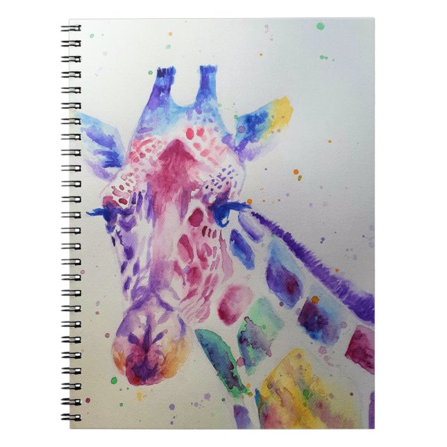 Carnet Girafe colorée conception d'art à l'aquarelle d'an (Devant)